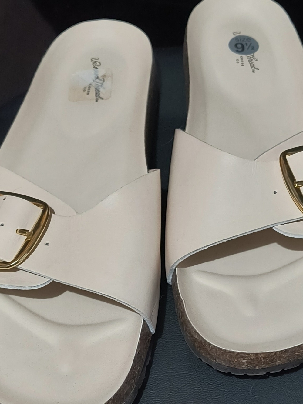 Universal Thread Cream Slide Sandals with Gold Buckle